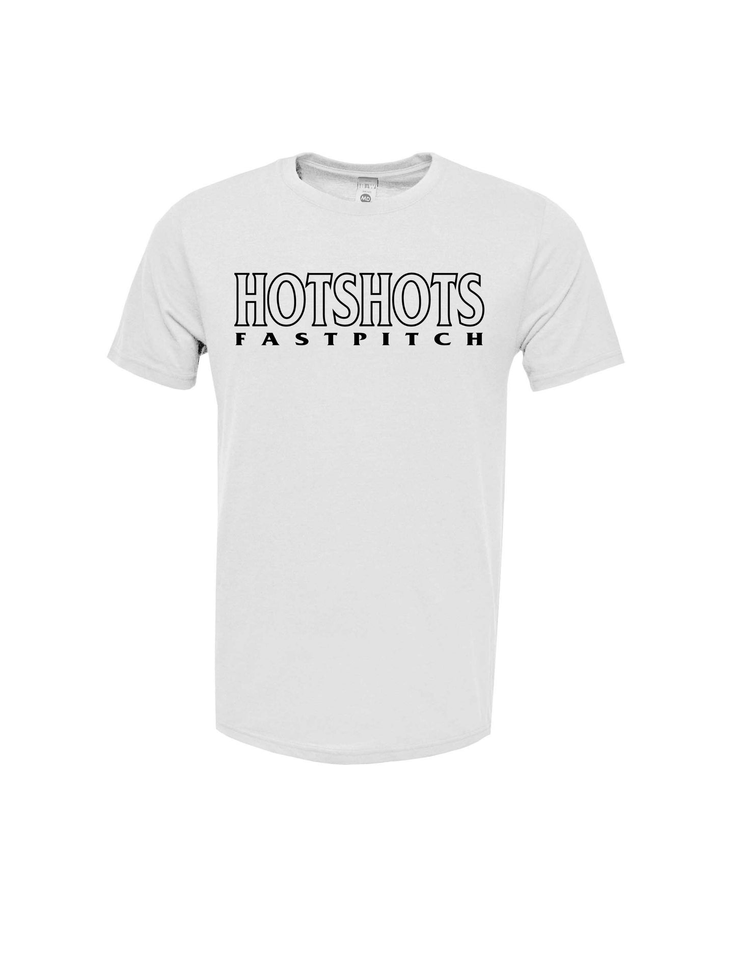 HOTSHOTS FASTPITCH" Stacked logo Adult Soft-Tek Blend T-Shirt
