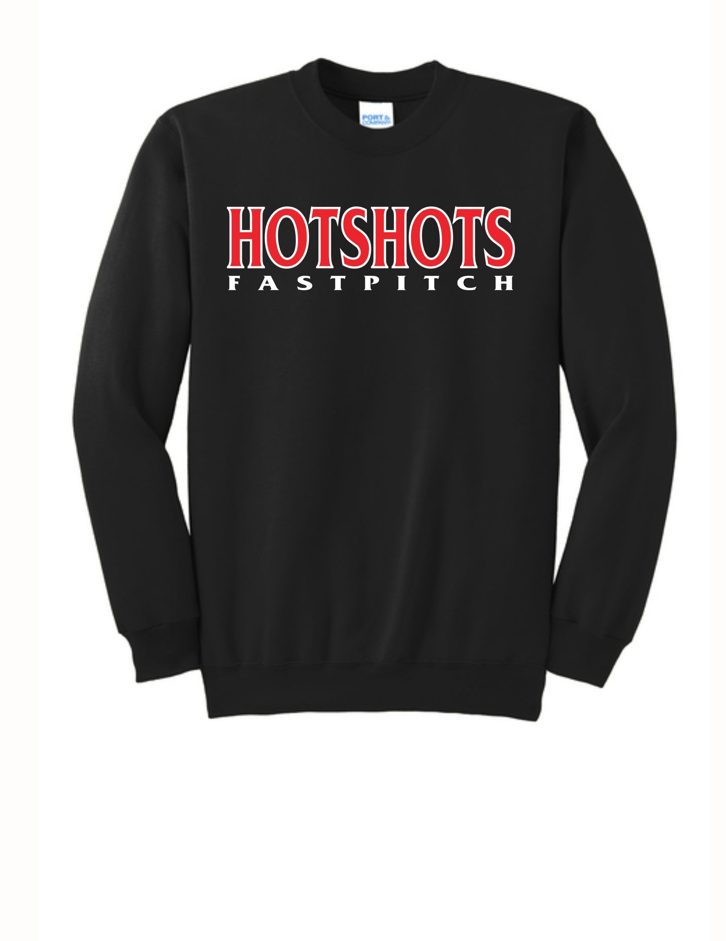 Port & Company® Essential Fleece Crewneck Sweatshirt stacked logo