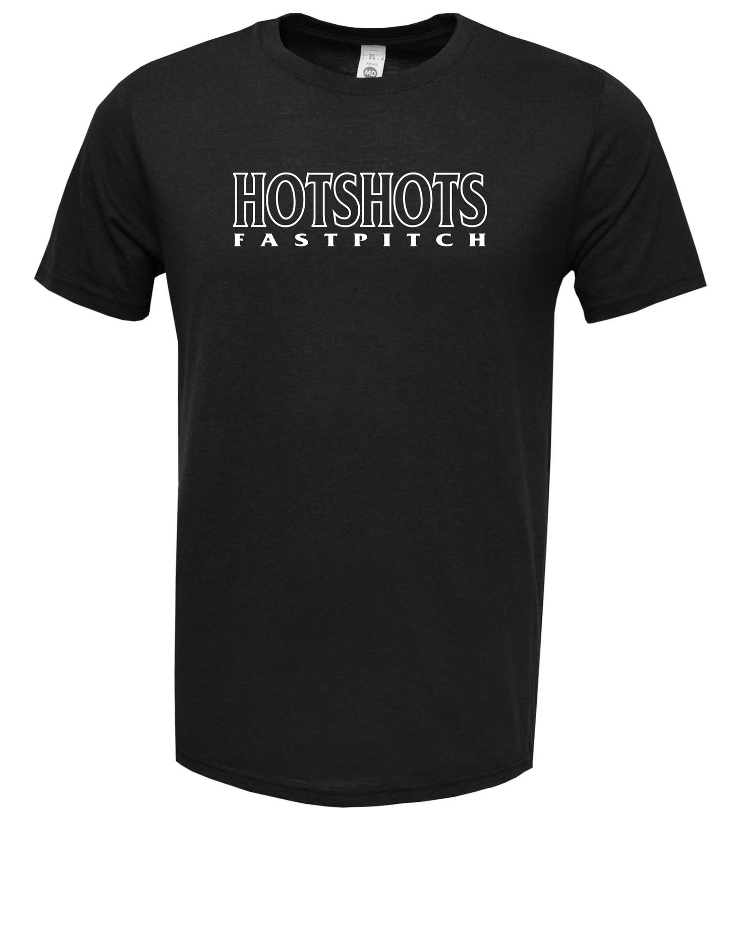 HOTSHOTS FASTPITCH" Stacked logo Adult Soft-Tek Blend T-Shirt
