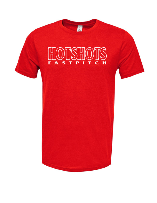 HOTSHOTS FASTPITCH" Stacked logo Adult Soft-Tek Blend T-Shirt