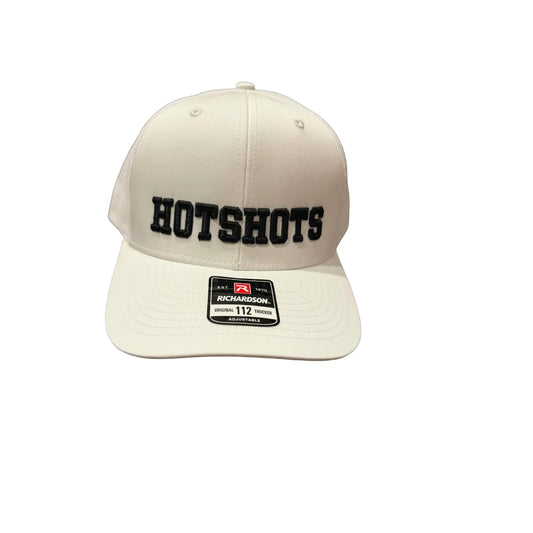 All White w/black lettering Richardson 112 snap