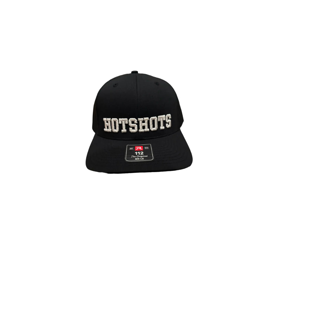 All Black w/ white lettering Richardson 112 snap