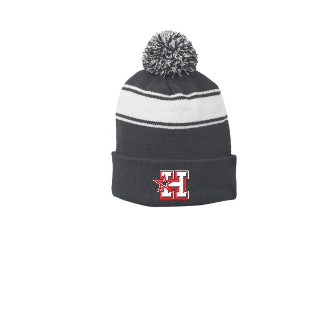 Sport-Tek® Stripe Pom Pom Beanie